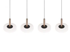 LED Pendelleuchte CELESTE 4-flammig höhenverstellbar Glas Weiß, B: 115cm