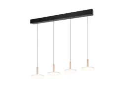 LED Pendelleuchte CELESTE 4-flammig höhenverstellbar Glas Weiß, B: 115cm
