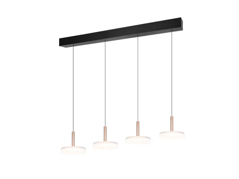 LED Pendelleuchte CELESTE 4-flammig höhenverstellbar Glas Weiß, B: 115cm