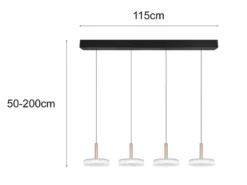 LED Pendelleuchte CELESTE 4-flammig höhenverstellbar Glas Weiß, B: 115cm