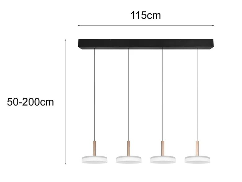 LED Pendelleuchte CELESTE 4-flammig höhenverstellbar Glas Weiß, B: 115cm