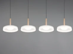 LED Pendelleuchte CELESTE 4-flammig höhenverstellbar Glas Weiß, B: 115cm