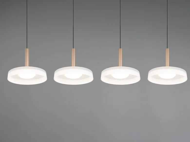 LED Pendelleuchte CELESTE 4-flammig höhenverstellbar Glas Weiß, B: 115cm