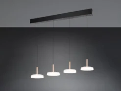 LED Pendelleuchte CELESTE 4-flammig höhenverstellbar Glas Weiß, B: 115cm