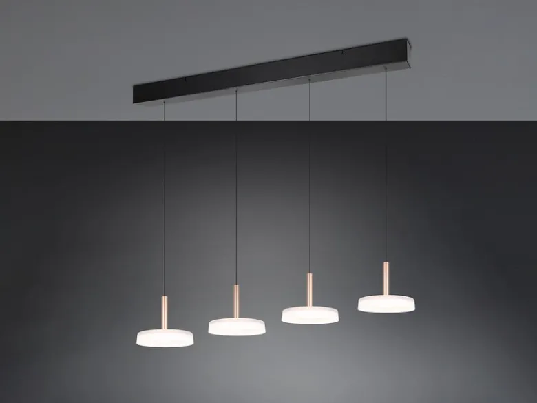LED Pendelleuchte CELESTE 4-flammig höhenverstellbar Glas Weiß, B: 115cm