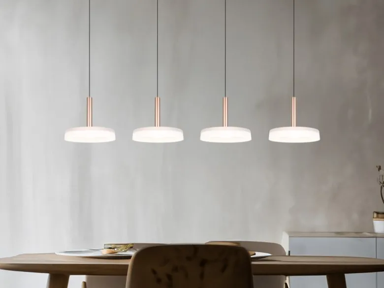 LED Pendelleuchte CELESTE 4-flammig höhenverstellbar Glas Weiß, B: 115cm