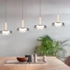 LED Pendelleuchte CELESTE 4-flammig höhenverstellbar Glas Chrom B: 115cm
