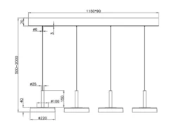LED Pendelleuchte CELESTE 4-flammig höhenverstellbar Glas Chrom B: 115cm