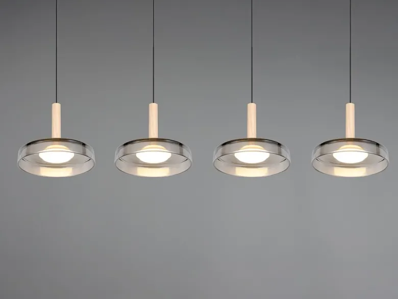 LED Pendelleuchte CELESTE 4-flammig höhenverstellbar Glas Chrom B: 115cm