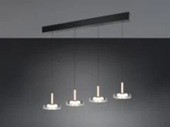 LED Pendelleuchte CELESTE 4-flammig höhenverstellbar Glas Chrom B: 115cm