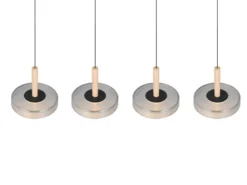 LED Pendelleuchte CELESTE 4-flammig höhenverstellbar Glas Chrom B: 115cm