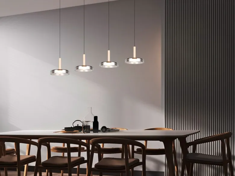 LED Pendelleuchte CELESTE 4-flammig höhenverstellbar Glas Chrom B: 115cm