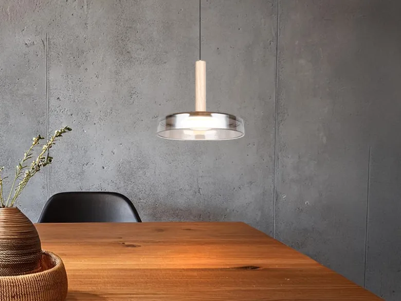 LED Pendelleuchte CELESTE 1-flammig höhenverstellbar Glas Chrom, Ø 22cm