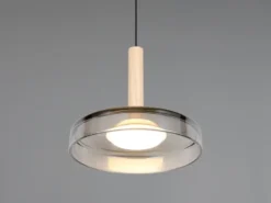 LED Pendelleuchte CELESTE 1-flammig höhenverstellbar Glas Chrom, Ø 22cm