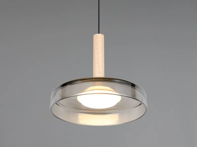 LED Pendelleuchte CELESTE 1-flammig höhenverstellbar Glas Chrom, Ø 22cm