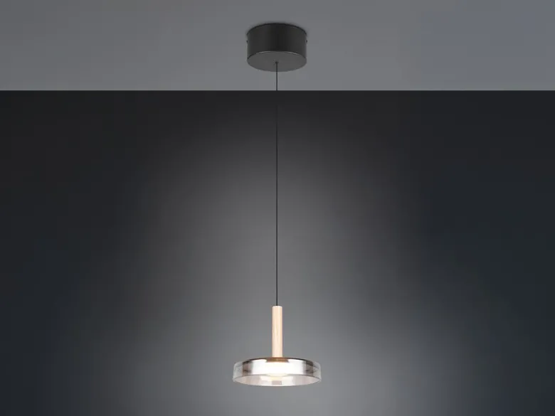 LED Pendelleuchte CELESTE 1-flammig höhenverstellbar Glas Chrom, Ø 22cm