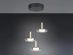 LED Pendelleuchte CELESTE höhenverstellbar 3-flammig Glas Chrom, Ø 35cm