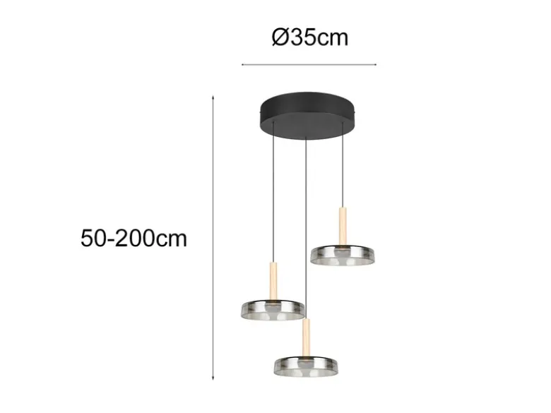 LED Pendelleuchte CELESTE höhenverstellbar 3-flammig Glas Chrom, Ø 35cm
