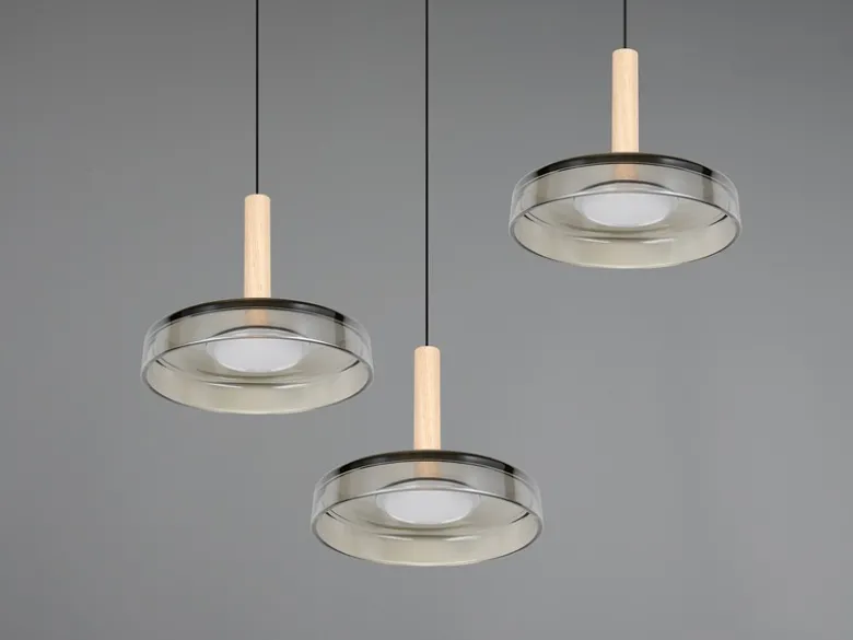 LED Pendelleuchte CELESTE höhenverstellbar 3-flammig Glas Chrom, Ø 35cm