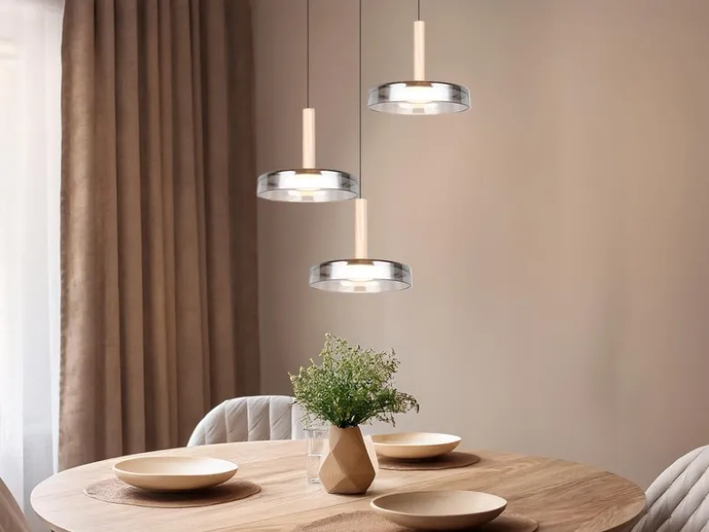 LED Pendelleuchte CELESTE höhenverstellbar 3-flammig Glas Chrom, Ø 35cm