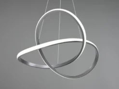 LED Pendelleuchte COURSE Silber mit Stufen Dimmer, 4000K Neutralweiß, Ø 60cm