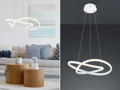 LED Pendelleuchte COURSE Weiß Stufen Dimmer 4000 Kelvin Neutralweiß, Ø 60cm