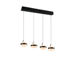 LED Pendelleuchte DIOS höhenverstellbar 4-flammig, Schwarz, Breite 85cm