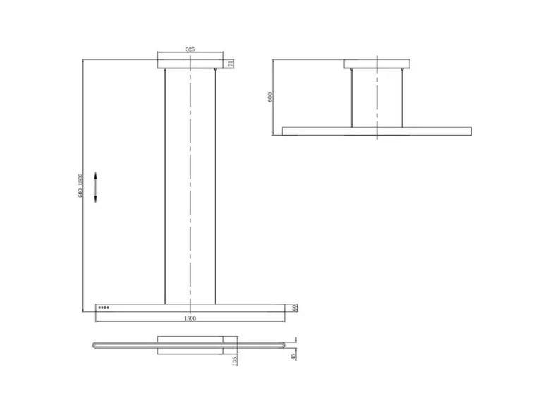 LED Pendelleuchte DONEGAL elektrisch höhenverstellbar, Tageslicht, Breite 150cm