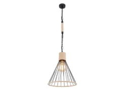 LED Pendelleuchte Drahtlampe Metall Schwarz mit Hanfseil, Ø 35cm