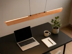 LED Pendelleuchte EDGEWOOD mit Holz, dimmbar & höhenverstellbar, Breite 115cm