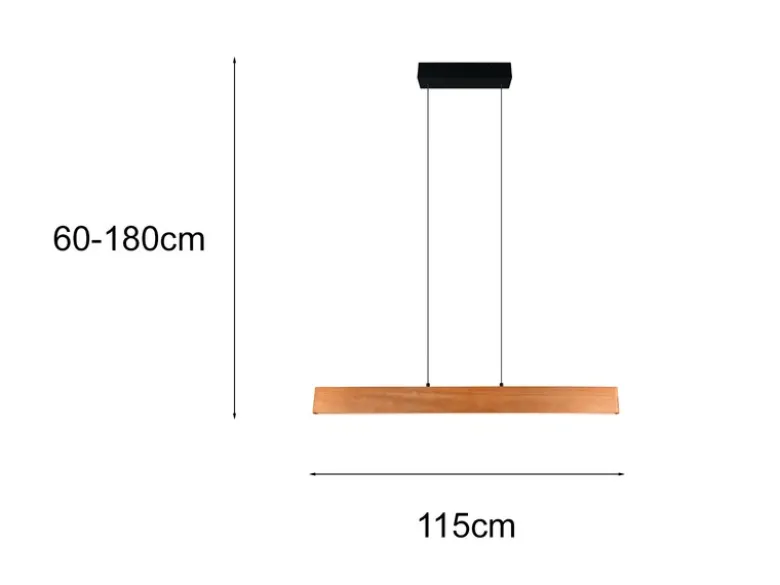 LED Pendelleuchte EDGEWOOD mit Holz, dimmbar & höhenverstellbar, Breite 115cm