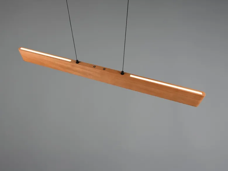 LED Pendelleuchte EDGEWOOD mit Holz, dimmbar & höhenverstellbar, Breite 115cm