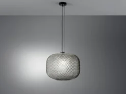 LED Pendelleuchte einflammig Kristall Glasschirm Rauchglas, Ø 40cm