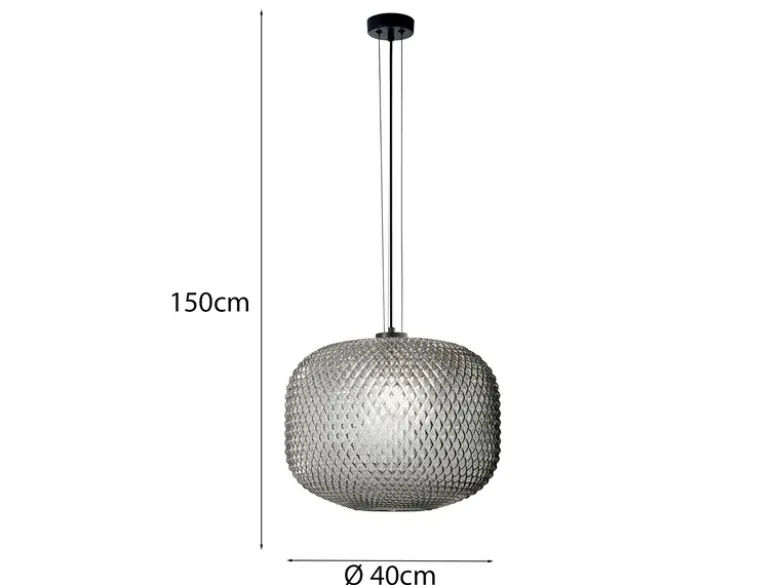 LED Pendelleuchte einflammig Kristall Glasschirm Rauchglas, Ø 40cm