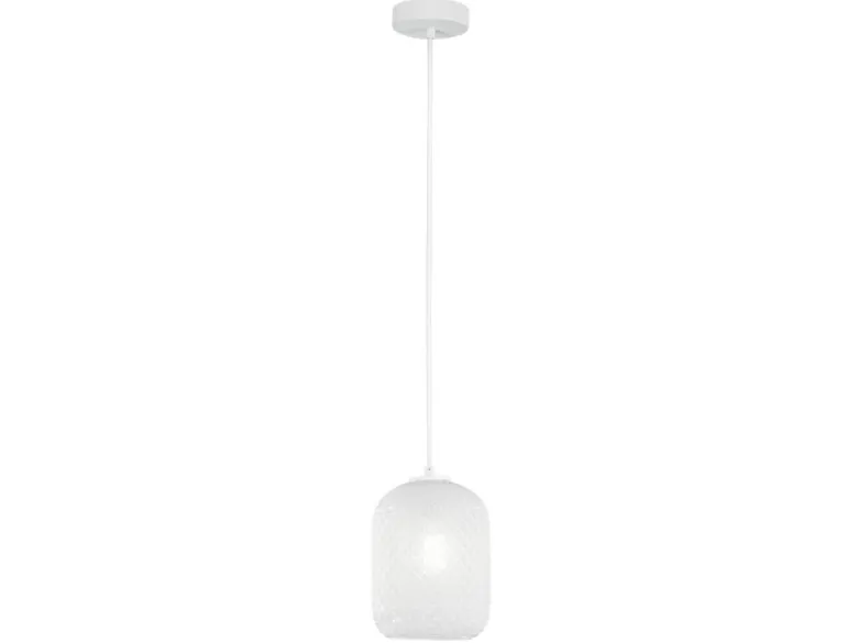 LED Pendelleuchte einflammig Kristall Glasschirm in Weiß, Ø 15cm