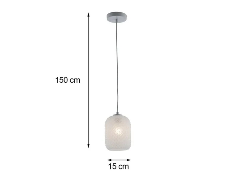 LED Pendelleuchte einflammig Kristall Glasschirm in Weiß, Ø 15cm