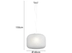 LED Pendelleuchte einflammig Kristall Glasschirm in Weiß, Ø 40cm
