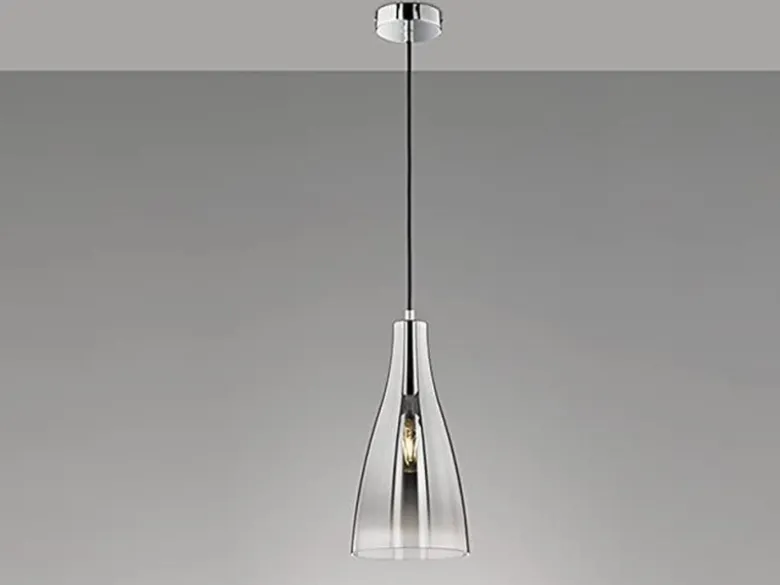 LED Pendelleuchte einflammig Glas Chromfarben verspiegelt, Ø 23cm