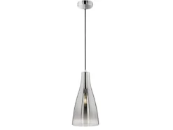 LED Pendelleuchte einflammig Glas Chromfarben verspiegelt, Ø 23cm