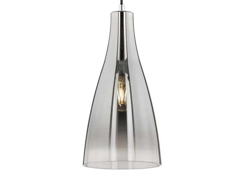 LED Pendelleuchte einflammig Glas Chromfarben verspiegelt, Ø 23cm