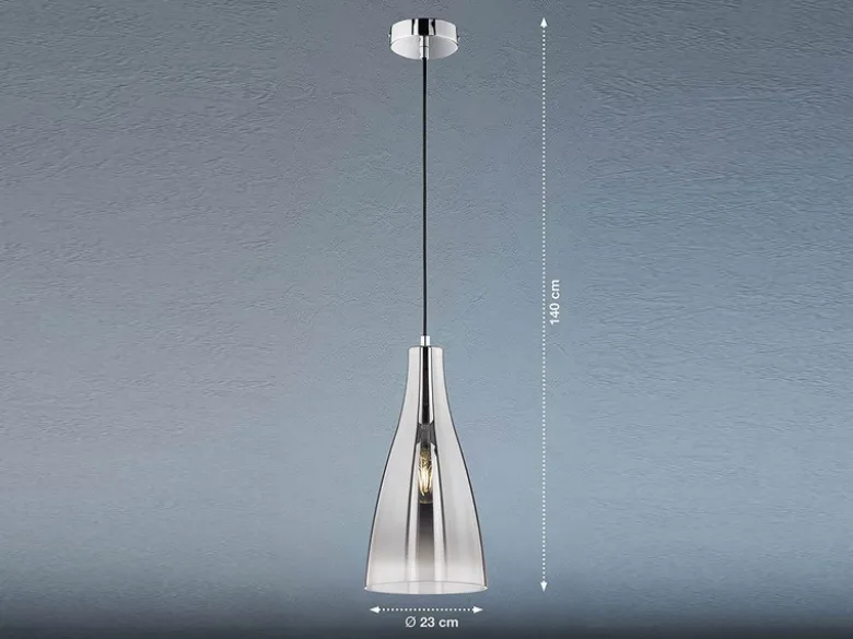 LED Pendelleuchte einflammig Glas Chromfarben verspiegelt, Ø 23cm