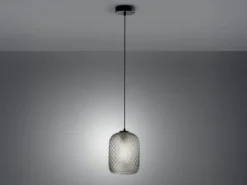 LED Pendelleuchte einflammig Kristall Glasschirm Rauchglas Ø15cm