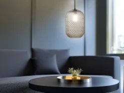 LED Pendelleuchte einflammig Kristall Glasschirm Rauchglas Ø15cm