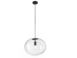 LED Pendelleuchte einflammig mit Kugel Glasschirm transparent Ø 40cm