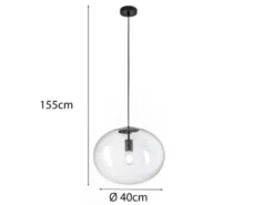 LED Pendelleuchte einflammig mit Kugel Glasschirm transparent Ø 40cm
