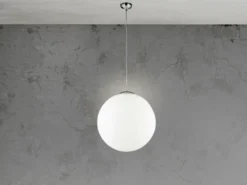 LED Pendelleuchte einflammig Glaskugel Opalweiß, Ø 35cm