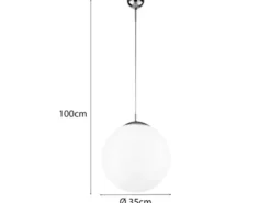 LED Pendelleuchte einflammig Glaskugel Opalweiß, Ø 35cm