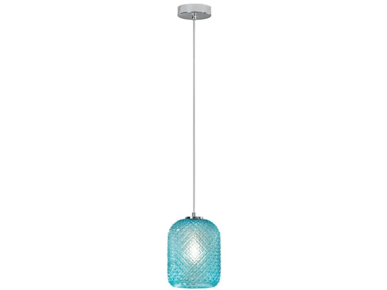 LED Pendelleuchte einflammig Kristall Glasschirm in Blau, Ø 15cm
