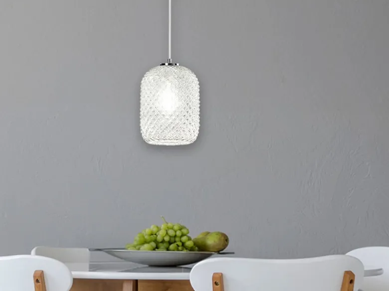 LED Pendelleuchte einflammig Kristall Glasschirm Klarglas Ø15cm