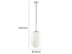LED Pendelleuchte einflammig mit Relief Milchglas Lampenschirm Weiß, Ø 23cm